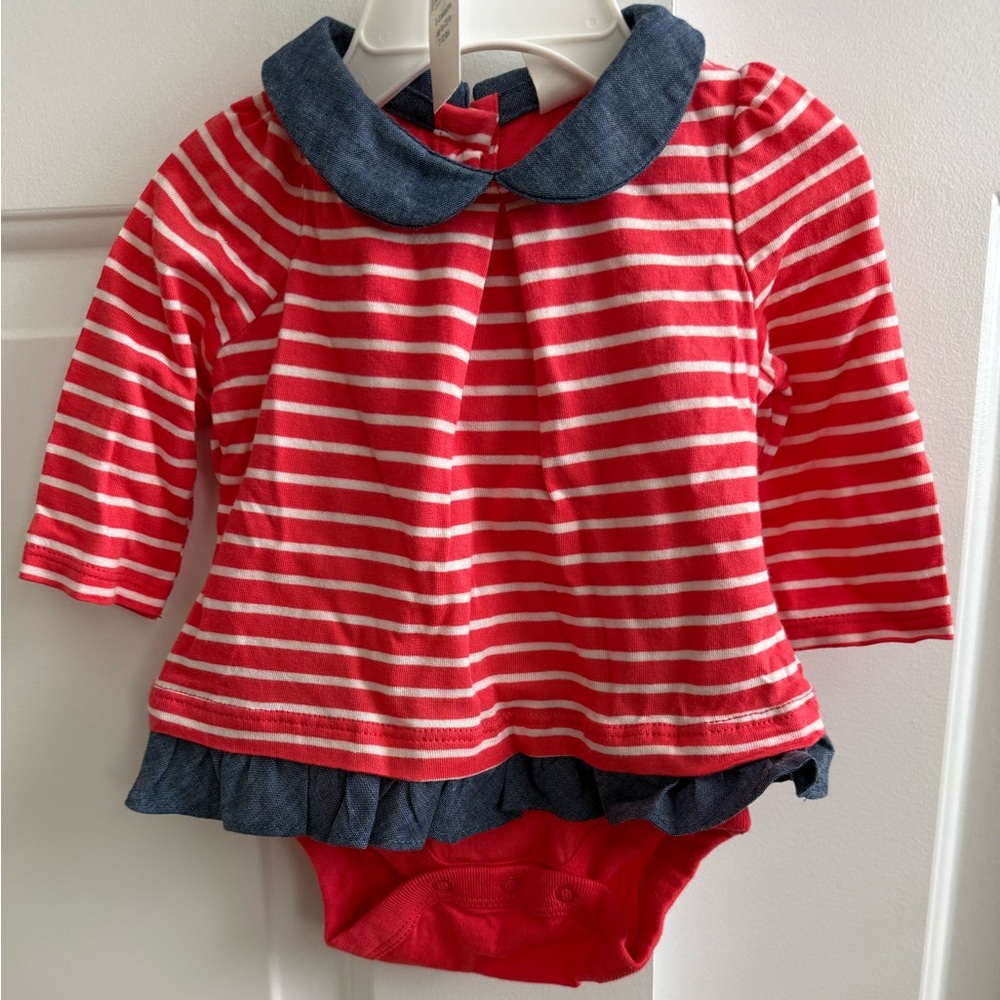 Janie and Jack Baby Girl Stripe Dress Bodysuit Set 0–3 Months